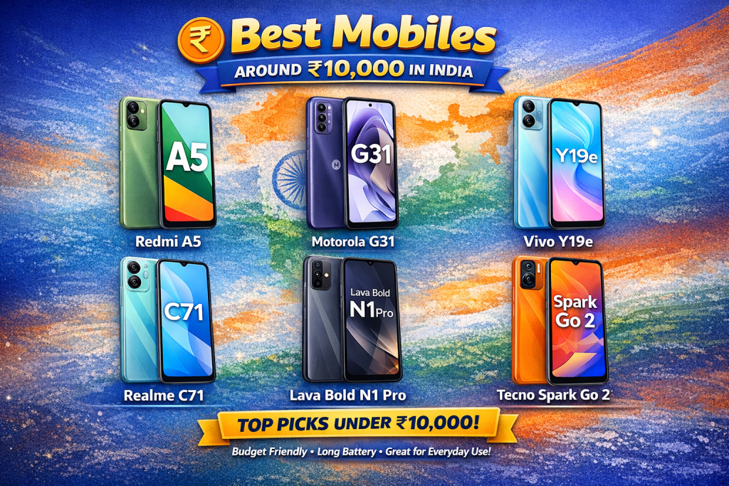 Best Smartphones Under 10000 Rupees India 2026 – Expert Picks for February Best Mobiles Around ₹10,000 in India