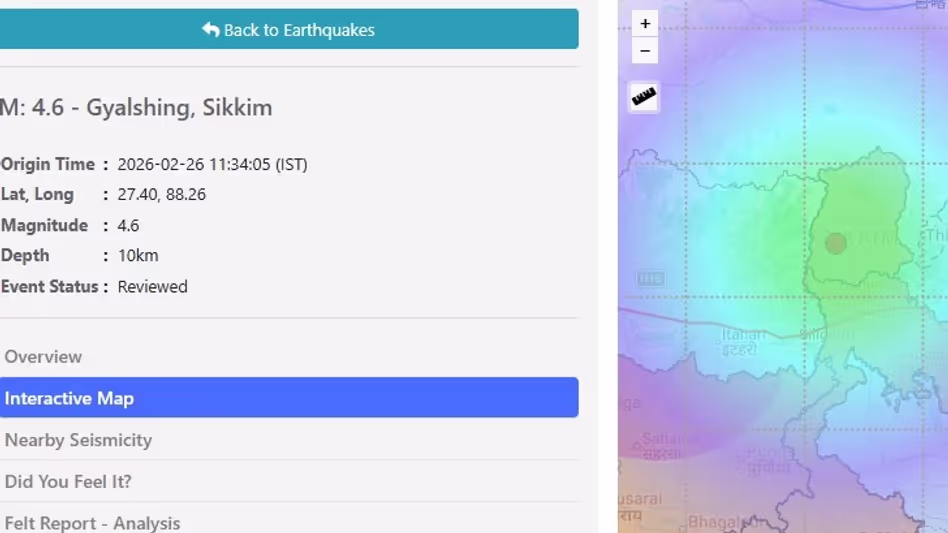 4.6 magnitude earthquake in Sikkim